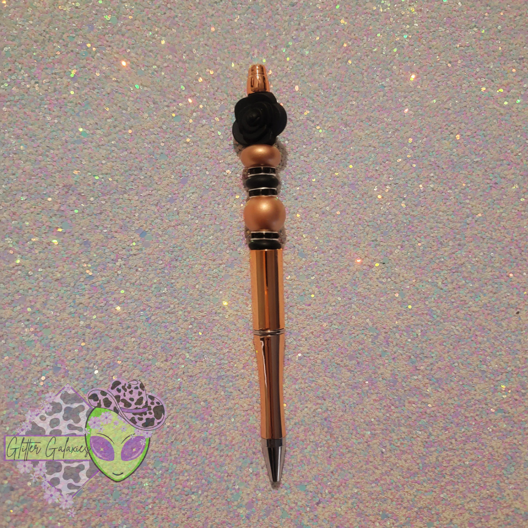 Rose Gold and Black Rose Pen