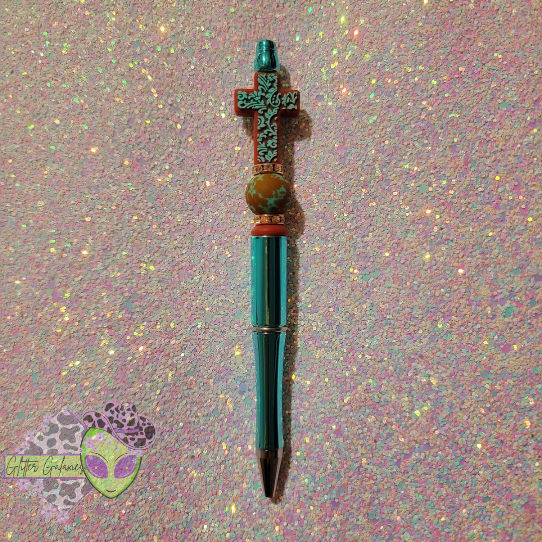 Turquoise and Brown Cross Pen