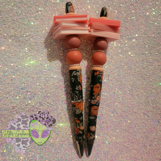 Floral Pink Books Pen