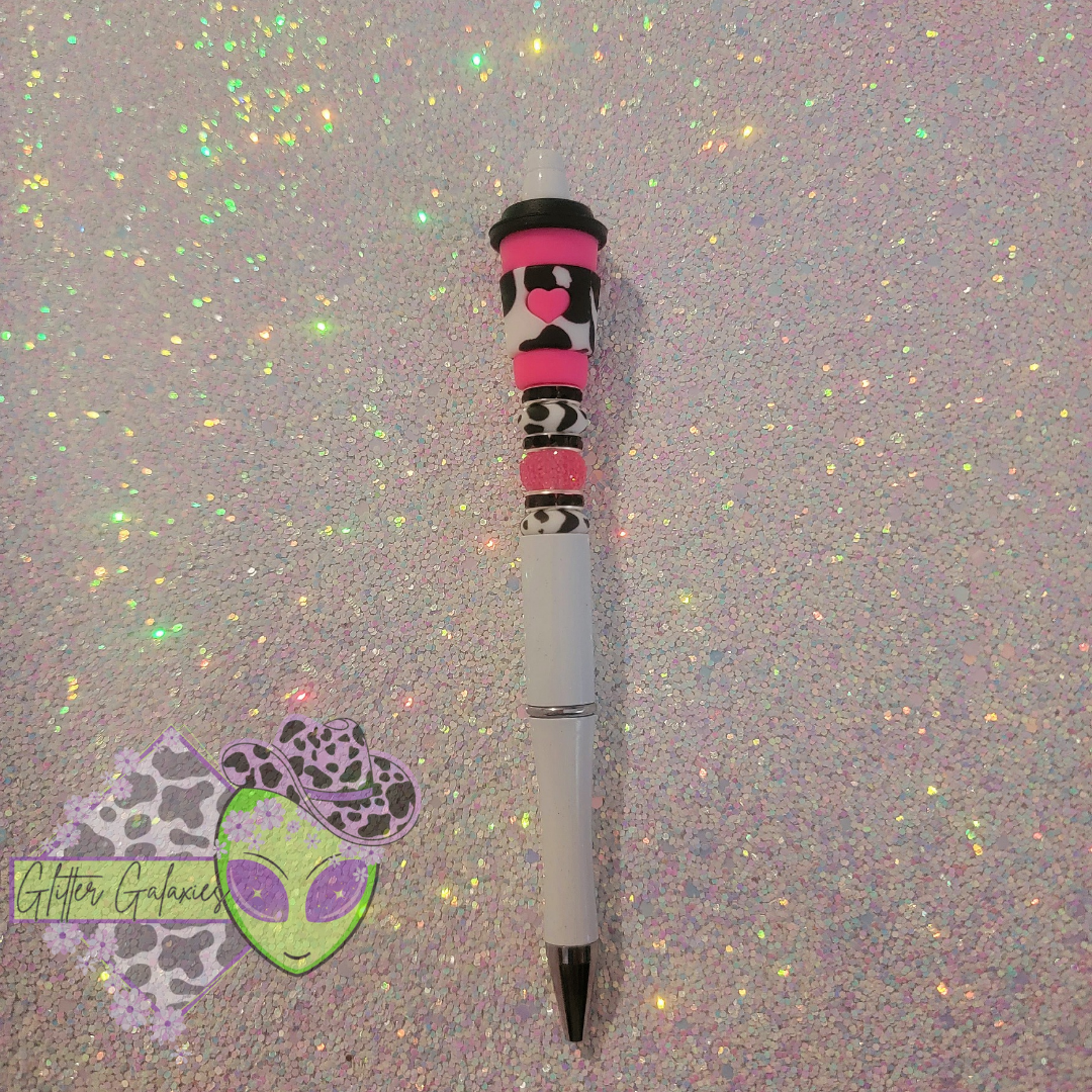 Pink Cowprint Coffee Cup Pen