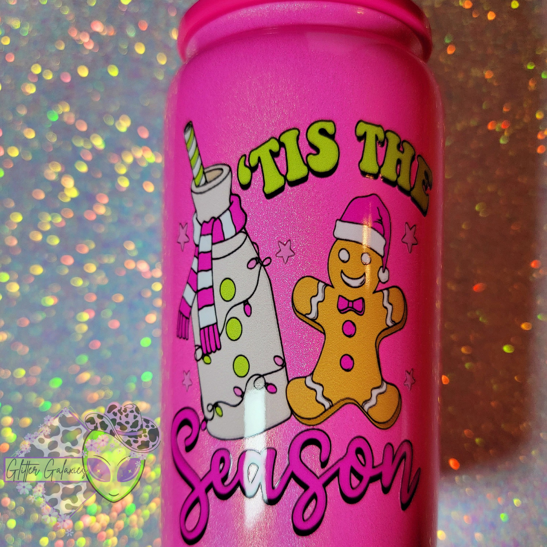 Hot Pink 'Tis The Season Glass