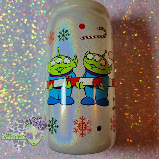 Christmas Aliens Glass