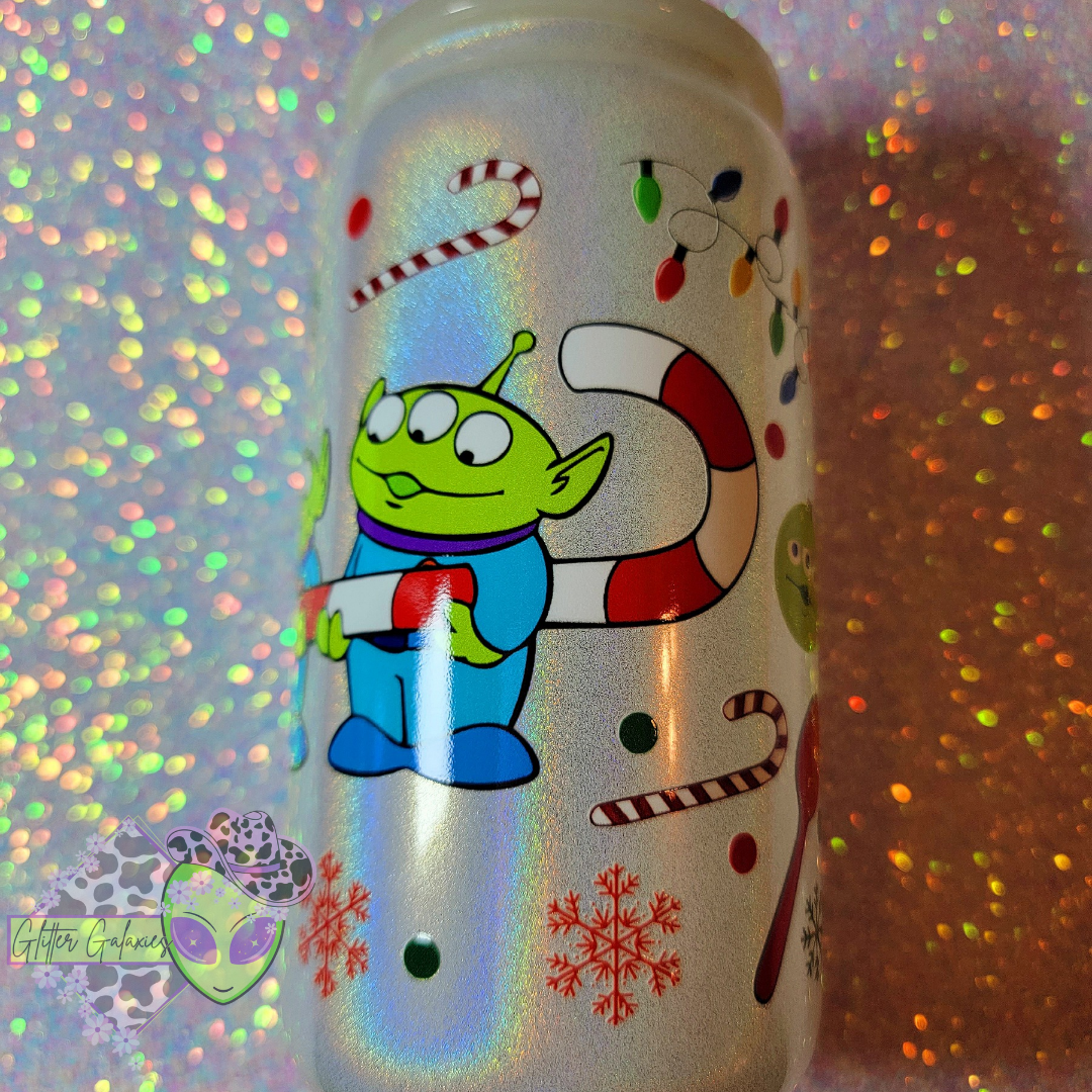 Christmas Aliens Glass