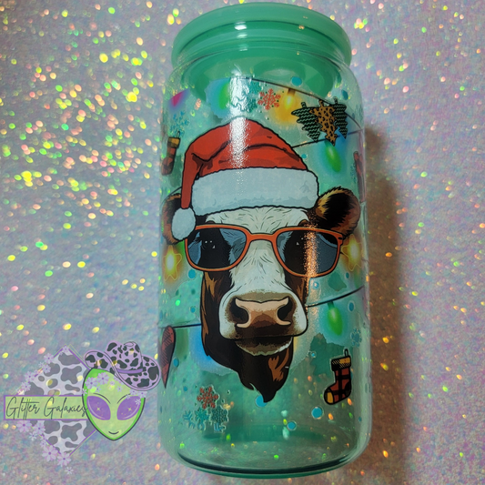 Chtistmas Cow Glass