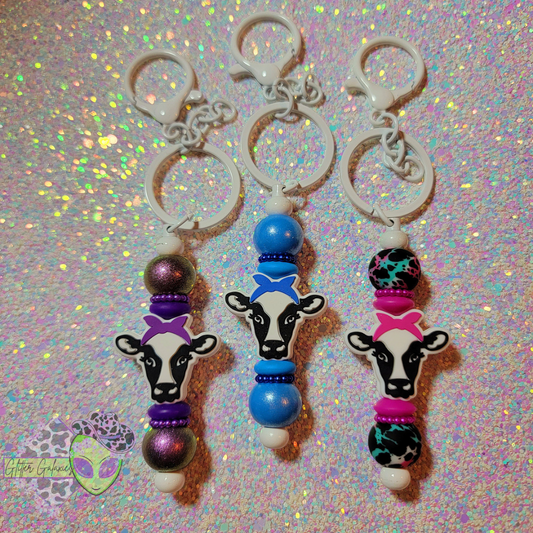 Headband Cow Keychain