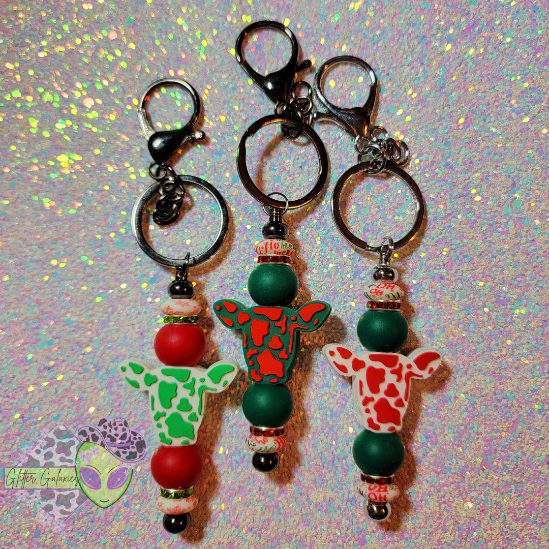 Christmas Cow Keychain