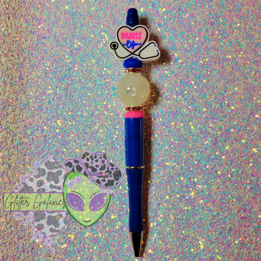 Blue and Pink Nurse Life Pen