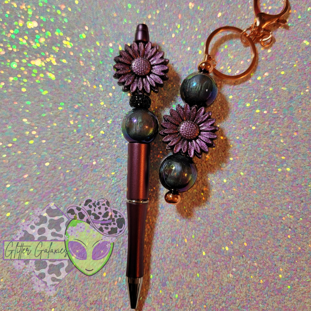 Purple Opal Flower Keychain