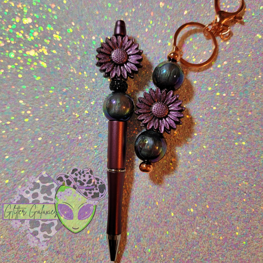 Purple Opal Flower Keychain