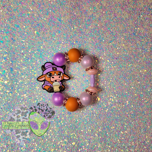 Cute Purple Cow Cup Charm