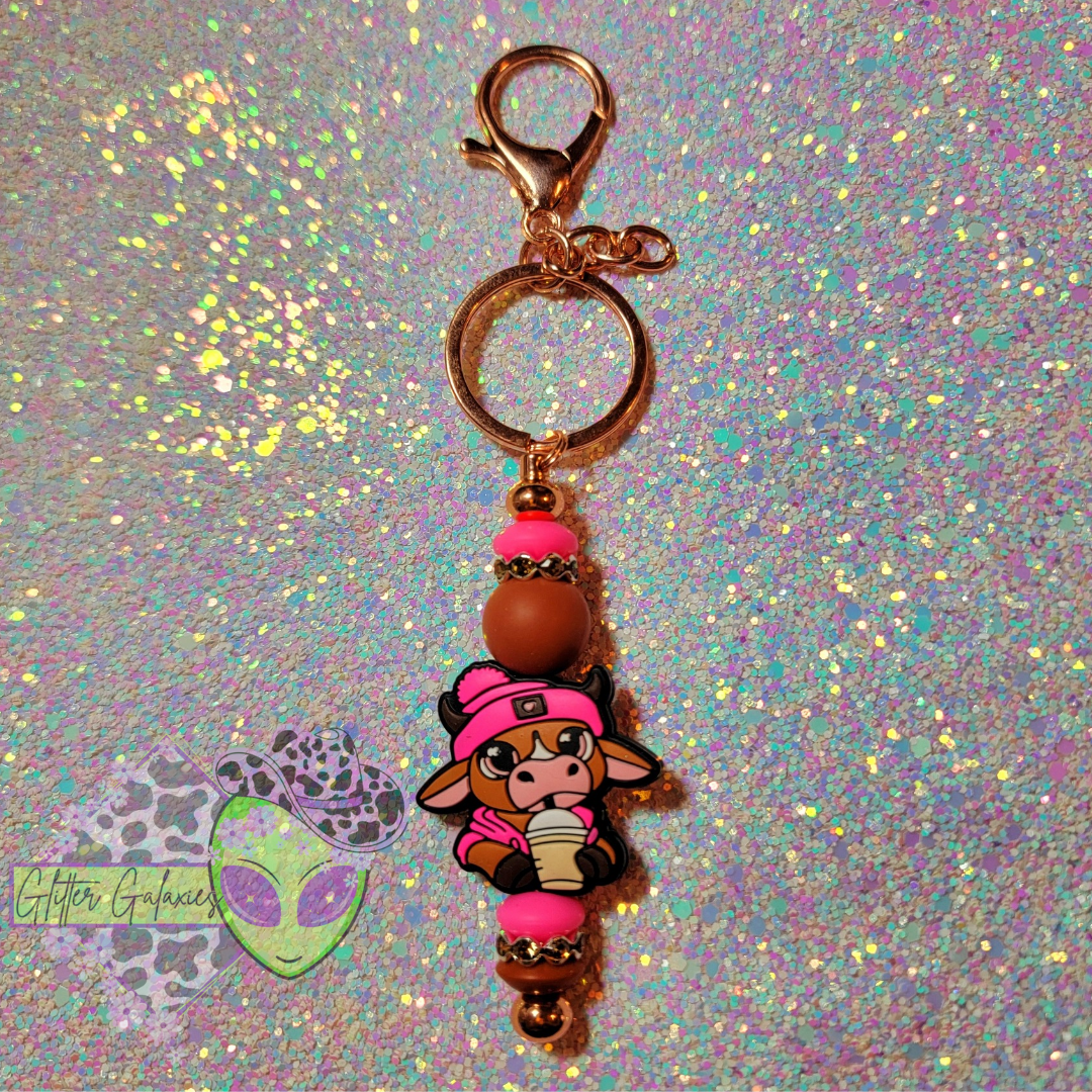 Cute Pink Cow Keychain