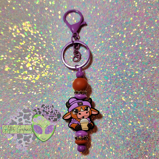 Cute Purple Cow Keychain