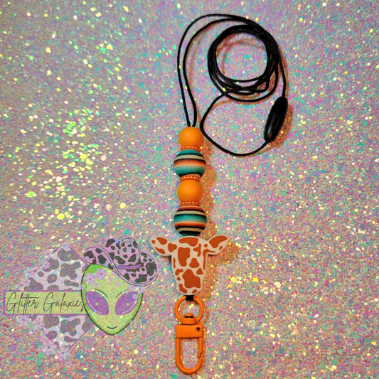 Orange Cow Lanyard