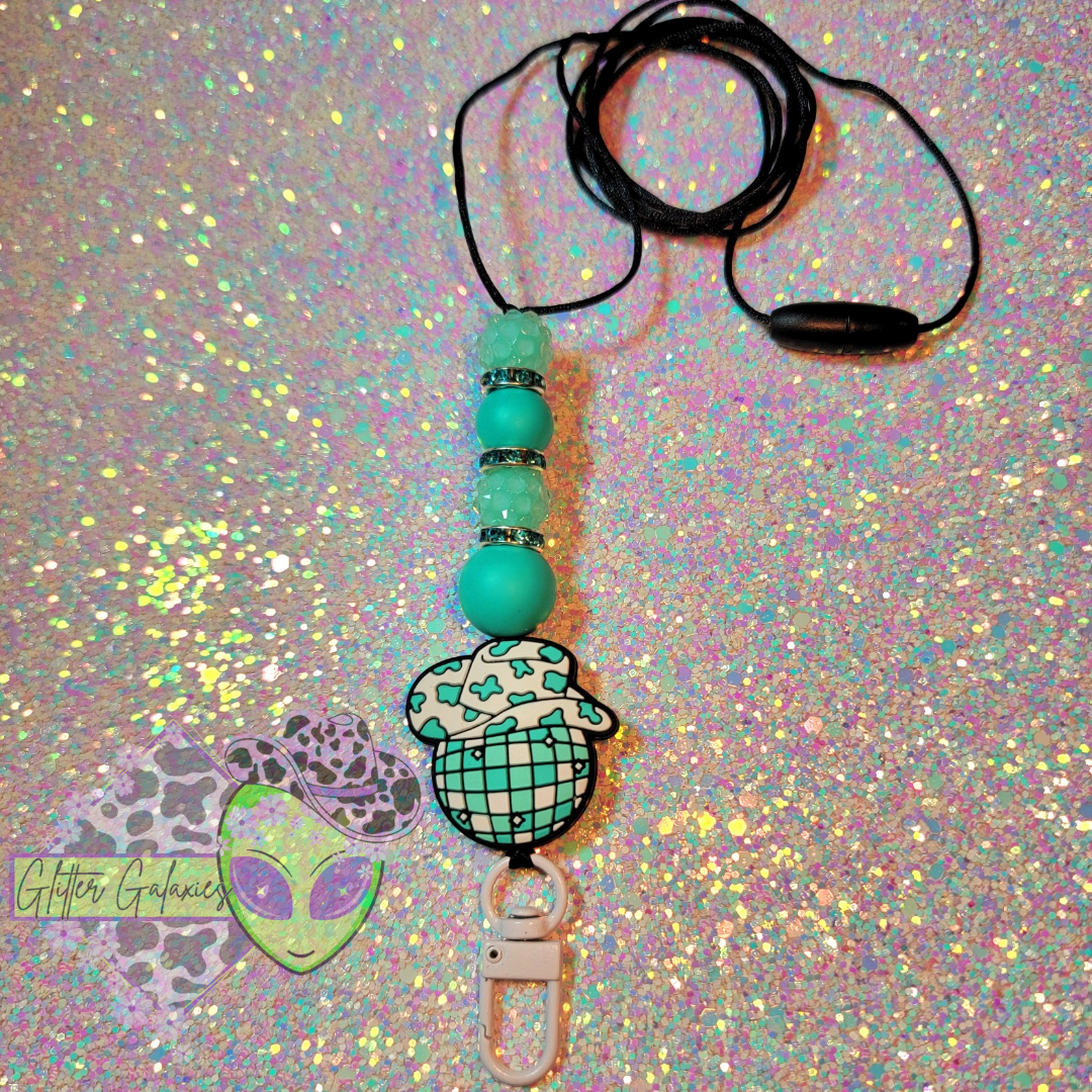 Turquoise Disco Lanyard