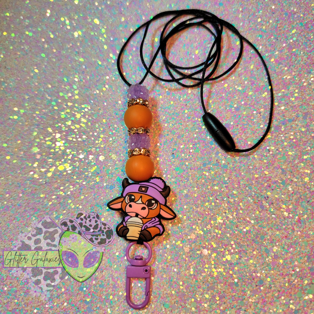 Cute Purple Cow Lanyard