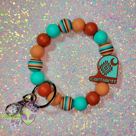 Turquoise and Terracotta Aztec Hartt Wristlet