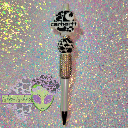 White Cowprint Hartt Bling Pen