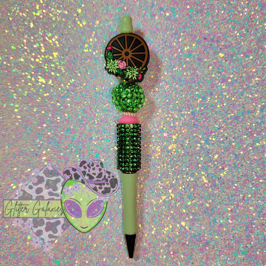 Floral Wagon Wheel Bling Pen