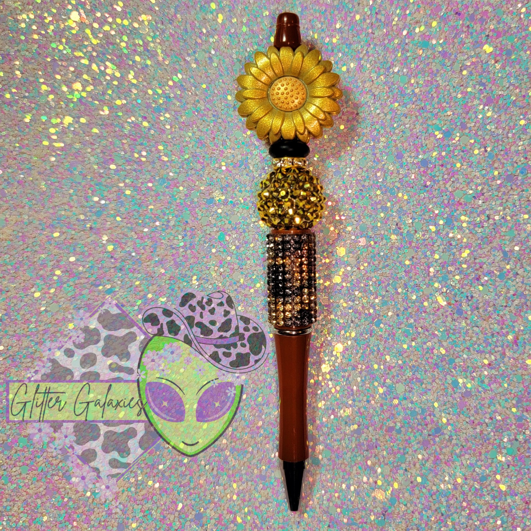 Gold Sunflower Bling Pen