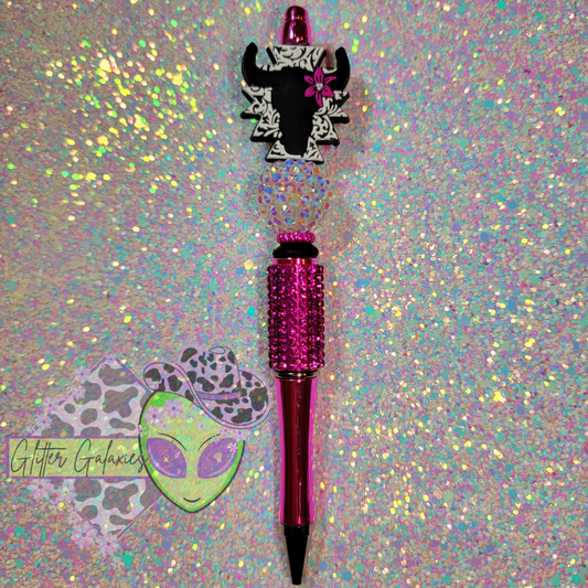 Pink Bull Skull Bling Pen