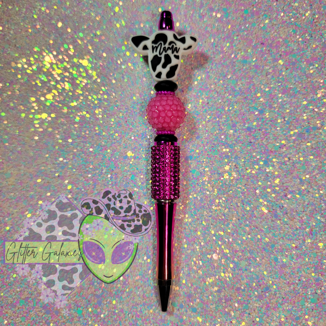 Mama Cow Print Bling Pen