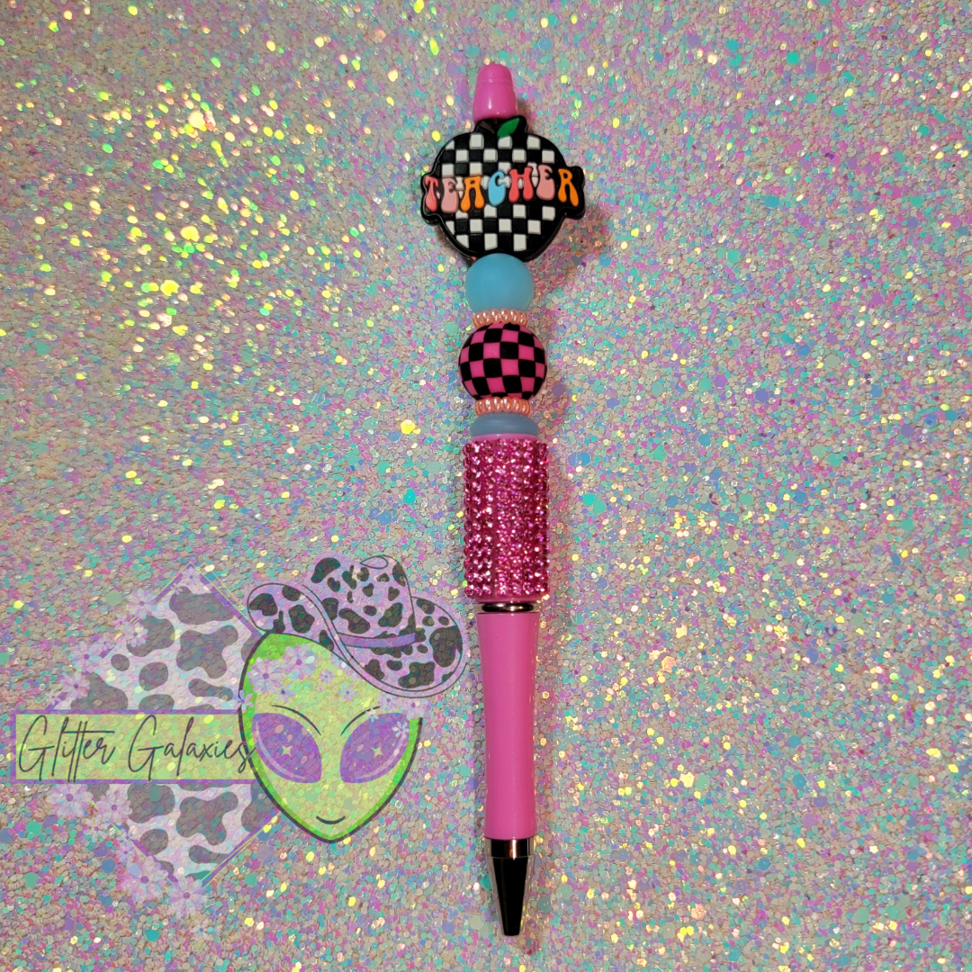 Checkered Teacher Bling Pen