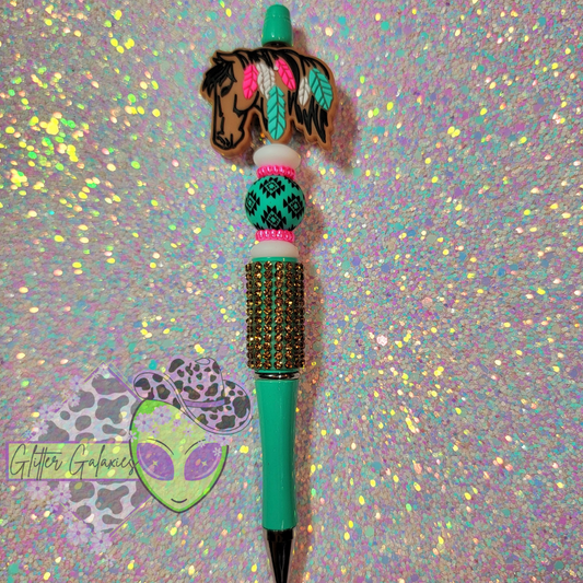 Feather Horse Bling Pen