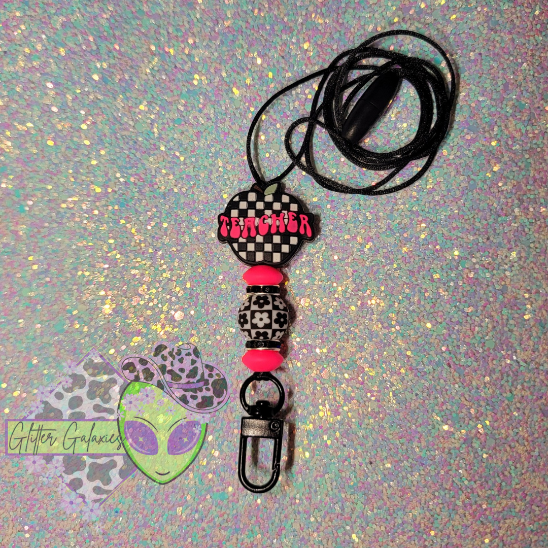 Checkered Teacher Lanyard