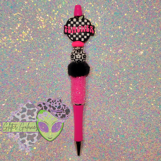 Checkered Pink Teacher Pen