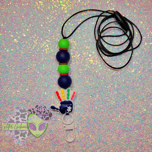 Autism Awareness Handprint Lanyard