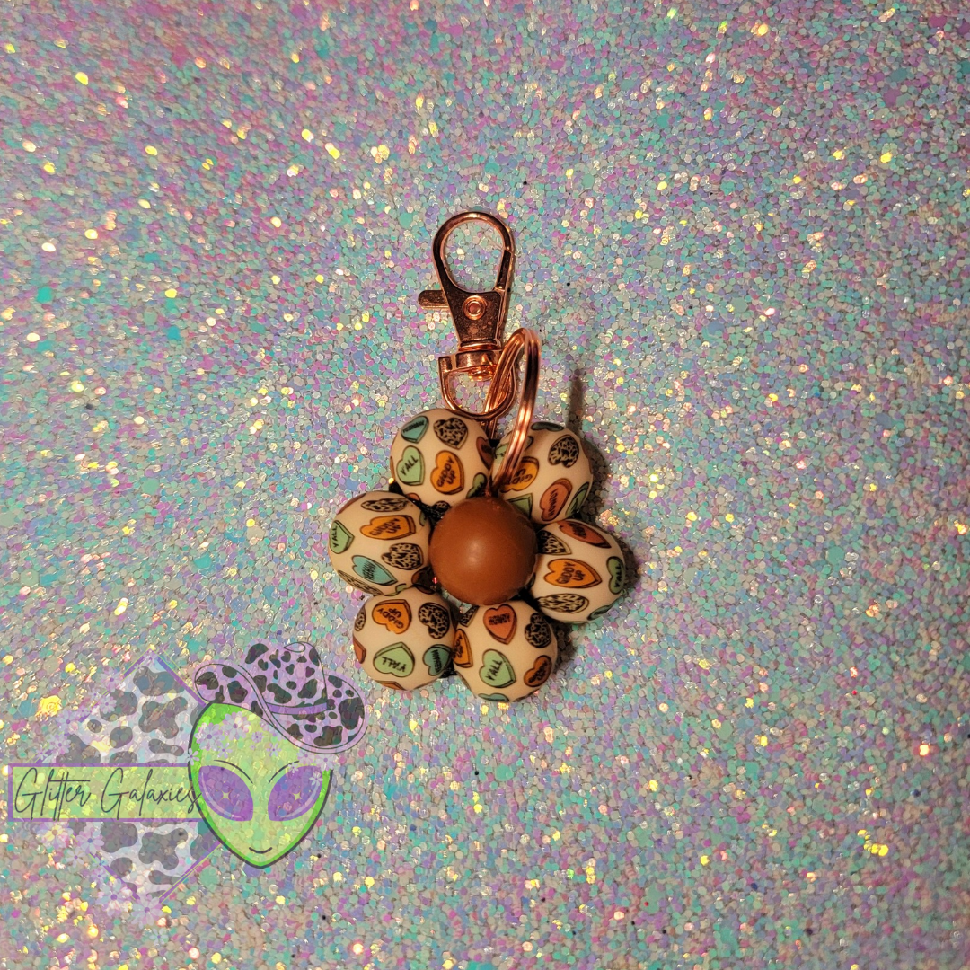 Western Hearts Daisy Keychain