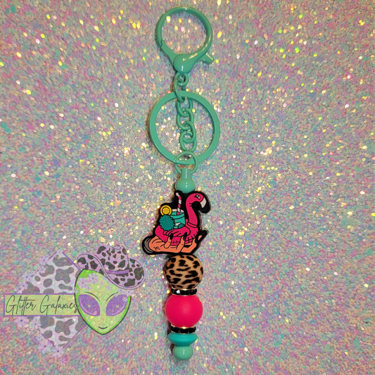 Flamingo Float Drink Keychain