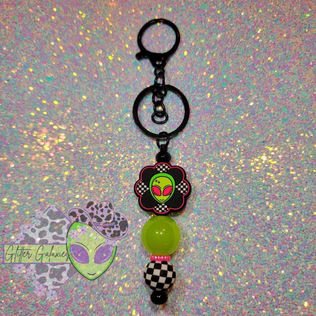 Alien Checkered Keychain