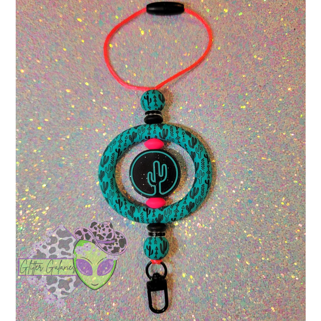 Neon Turquoise Cactus Car Charm Freshie Hook