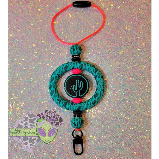 Neon Turquoise Cactus Car Charm Freshie Hook