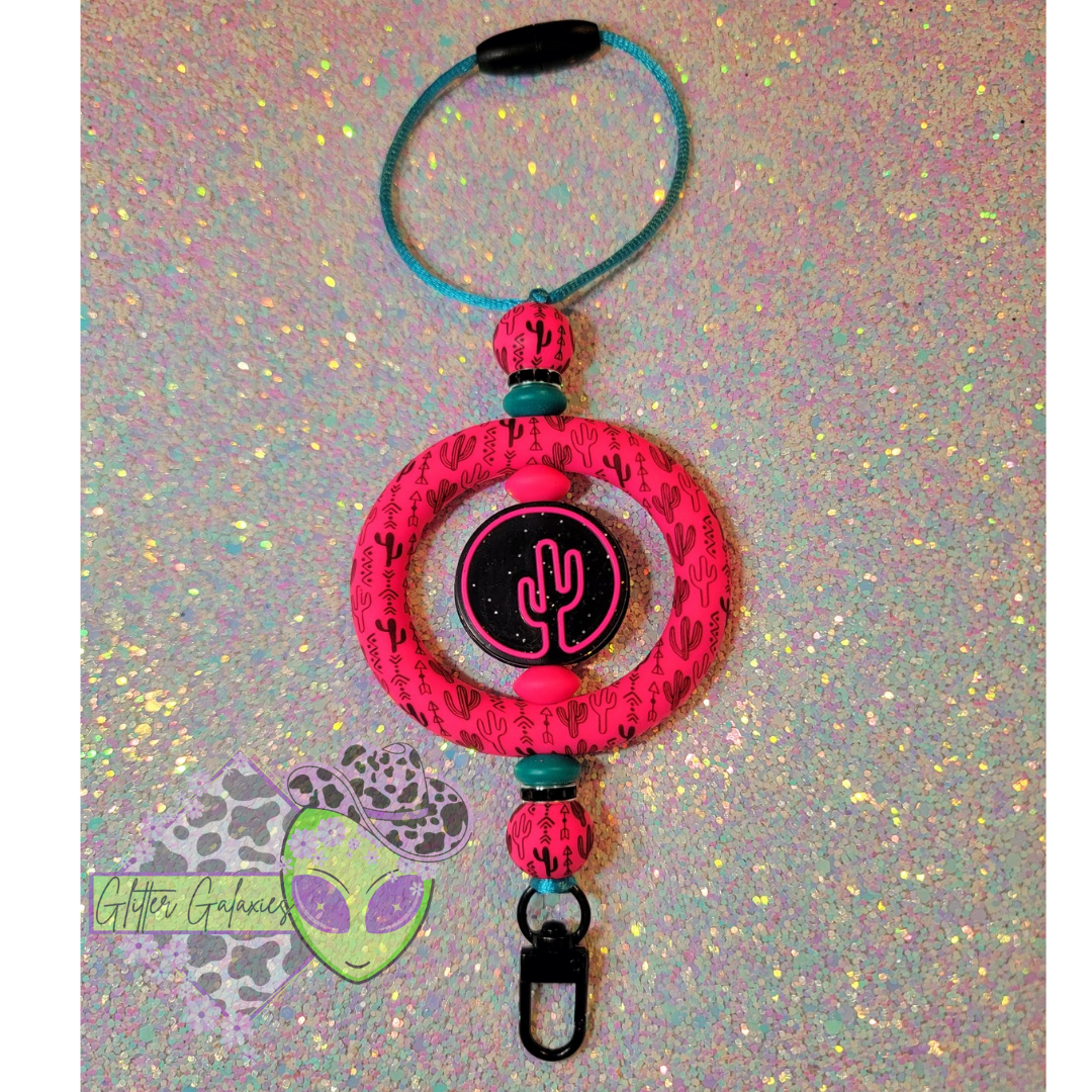 Neon Pink Cactus Car Charm Freshie Hook