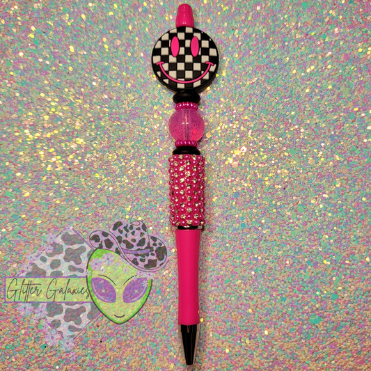 Checkered Smiley Bling Pen