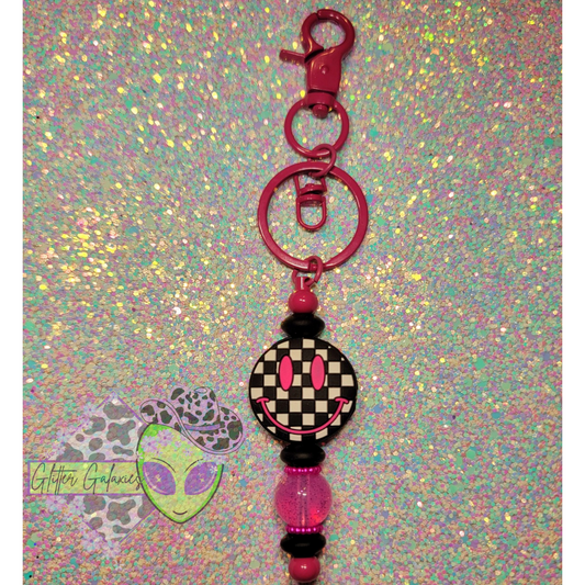 Checkered Smiley Keychain