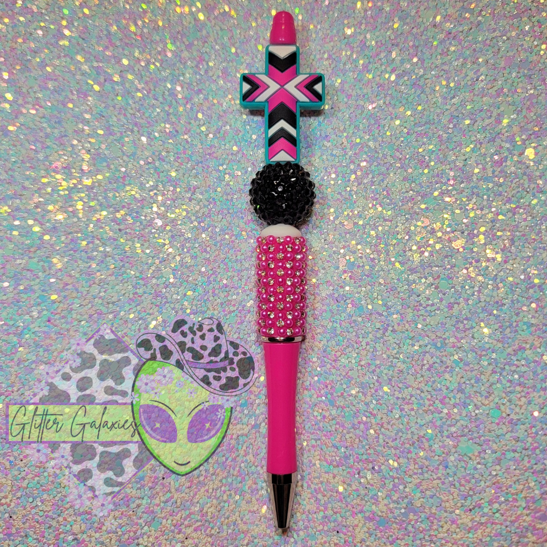 Pink and Black Stripe Cross Pen