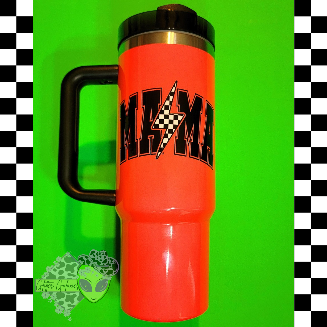 Checkered Lightening Mama 30oz Tumbler