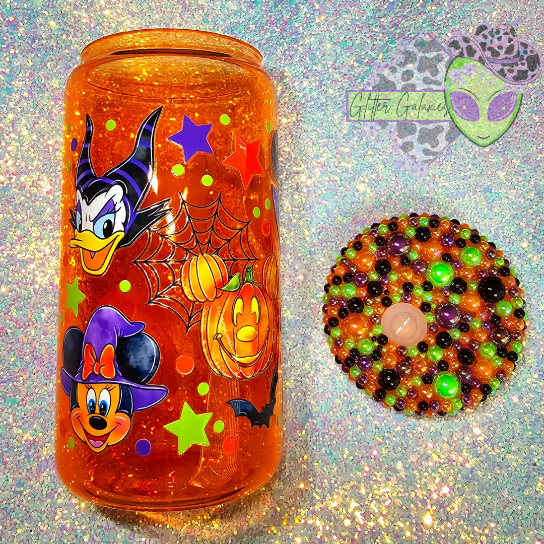 Mouse Halloween Pearl Lid Glass