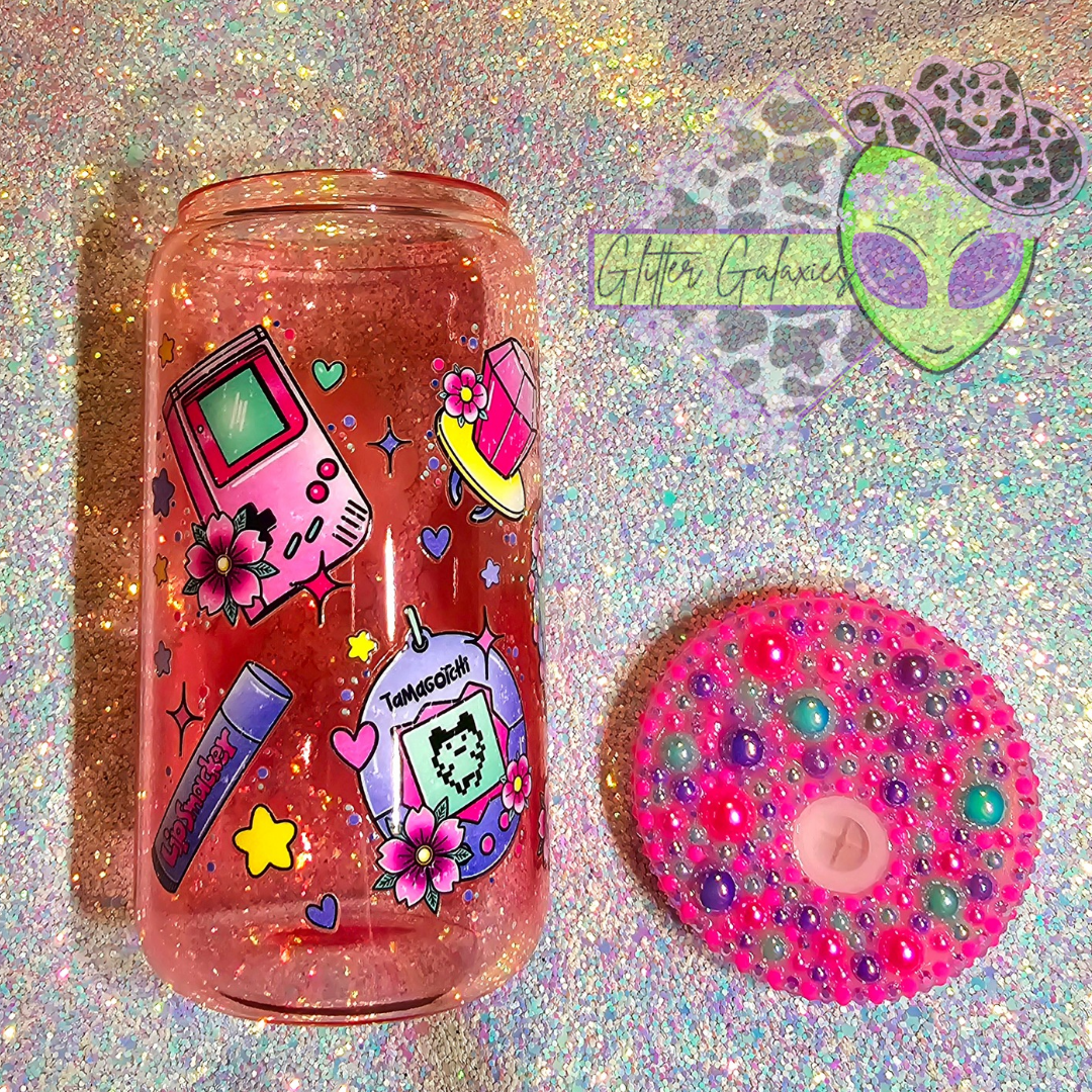 90's Pink Pearl Lid Glass