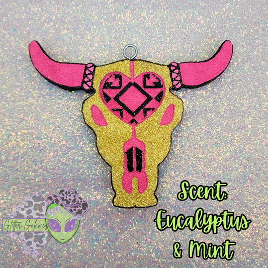 Gold and Pink Bullskull Freshie