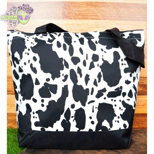 Cowprint Zip Top Tote with Coin Purse