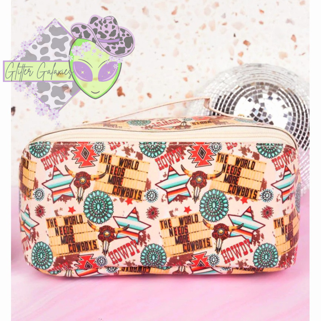 More Cowboys Expandable Makeup Bag